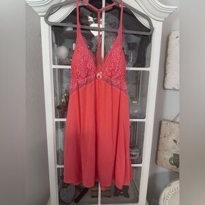 Victoria's Secret Pink Flowy Lace Midnight Slip Dress Chemise Nightie